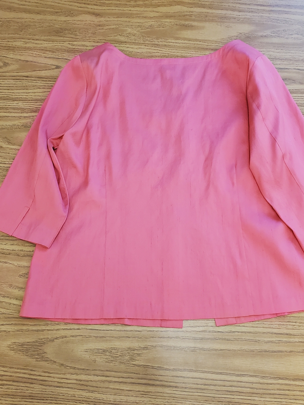 EILEEN FISHER Coral Button-Front Silk Blend Top Large - Picture 7 of 8